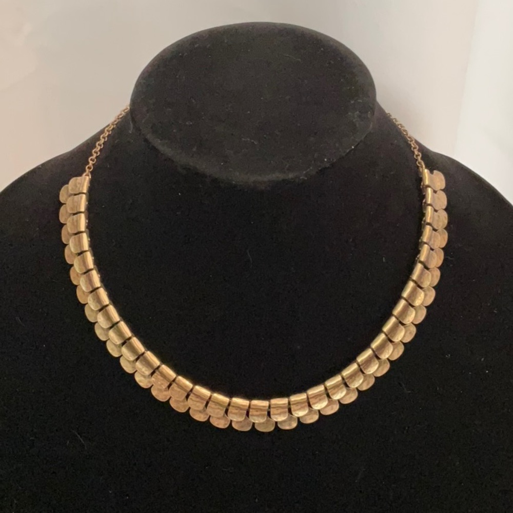 Lucky Brand Hammered Gold Tone Tiered Choker Necklace
